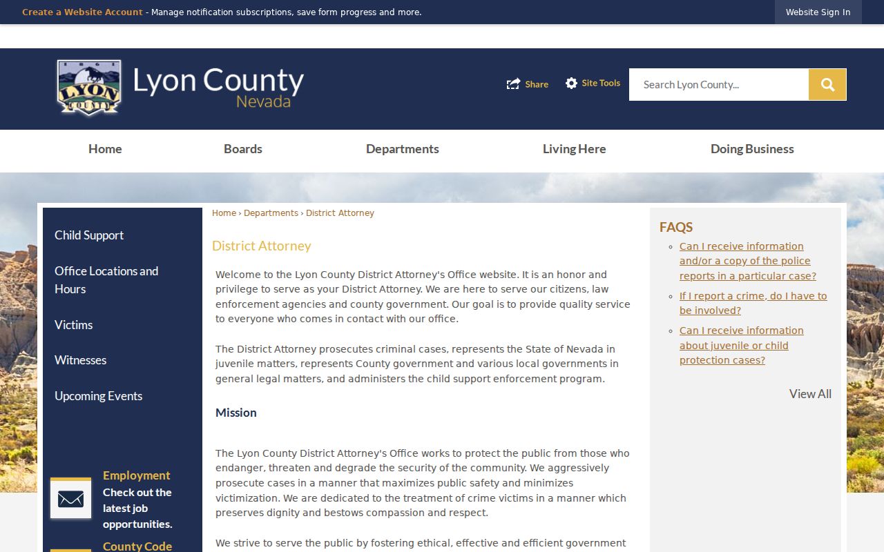Lyon County District Attorney source for criminal case records