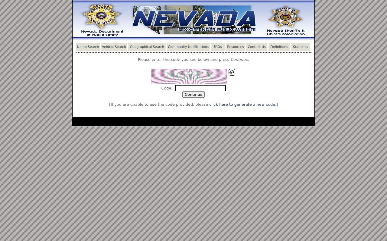 Lyon County sex offender registry CAPTCHA search gateway