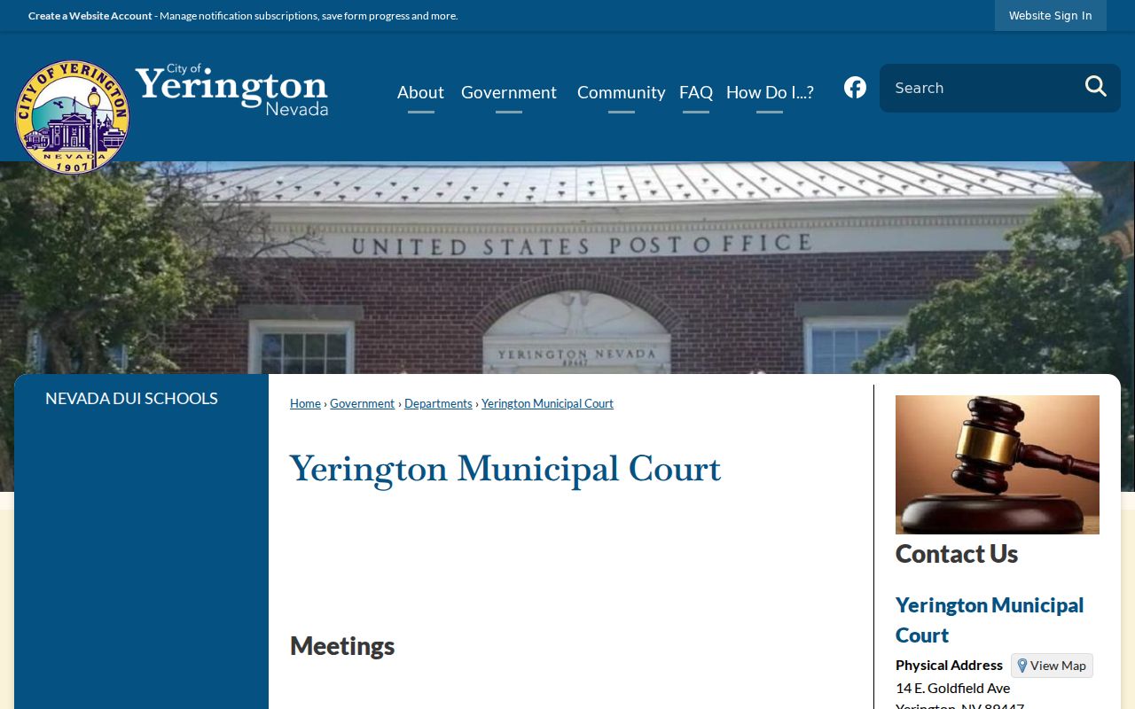 Yerington criminal records municipal court procedures