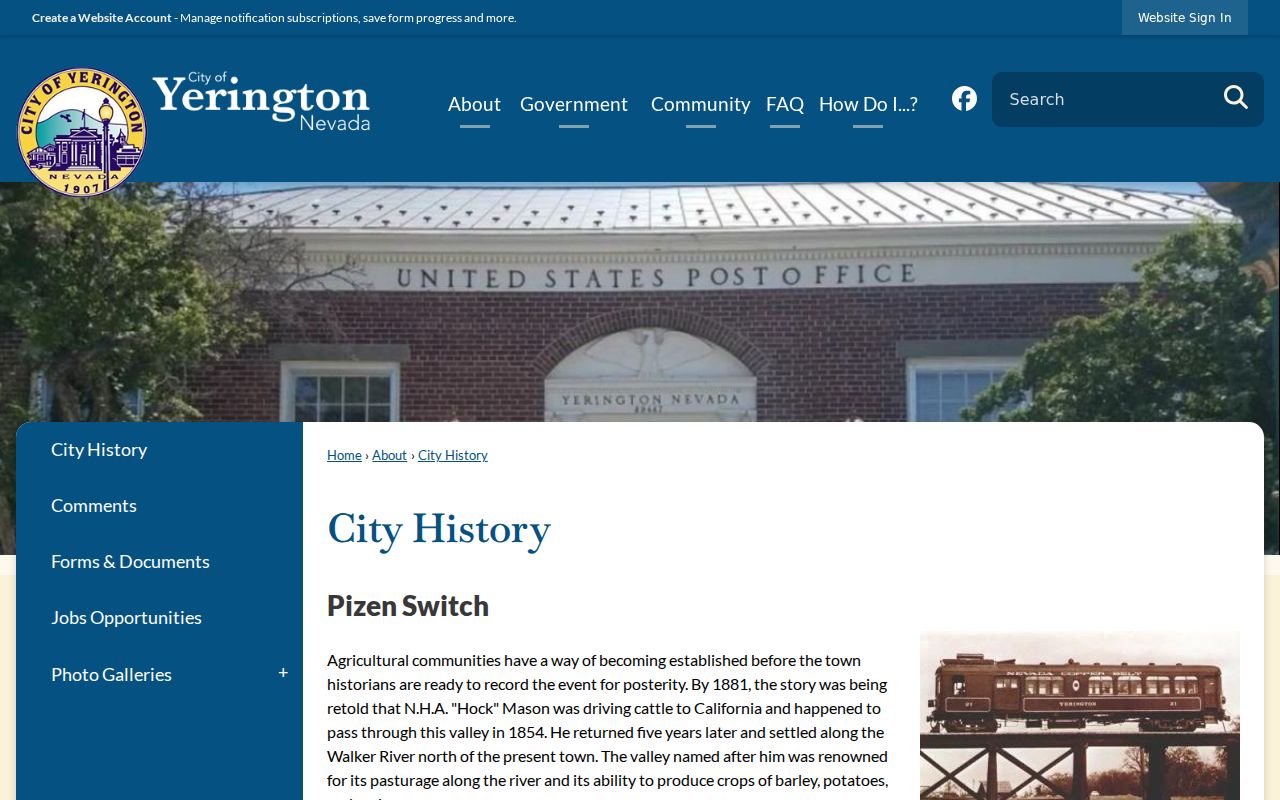 Yerington criminal records and county seat history